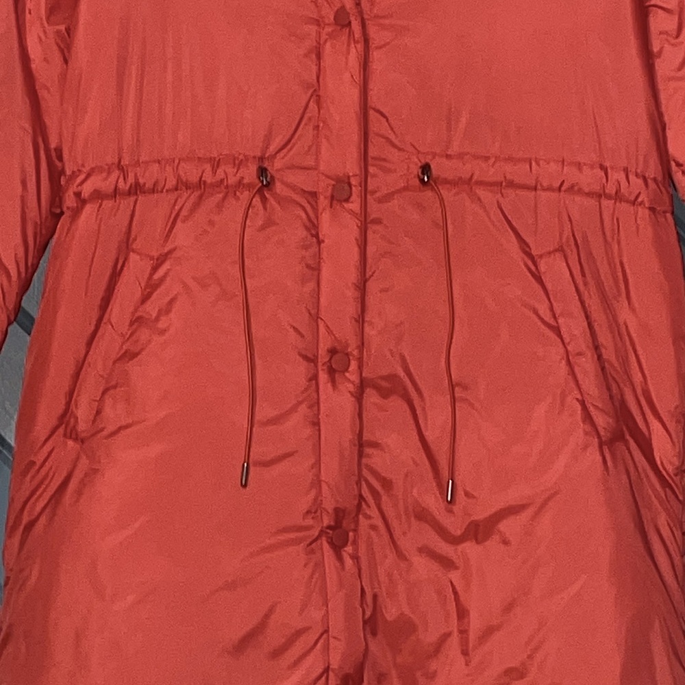Maeve by Anthropologie cinched waist peach pink light weight long puffer coat - Picture 6 of 9